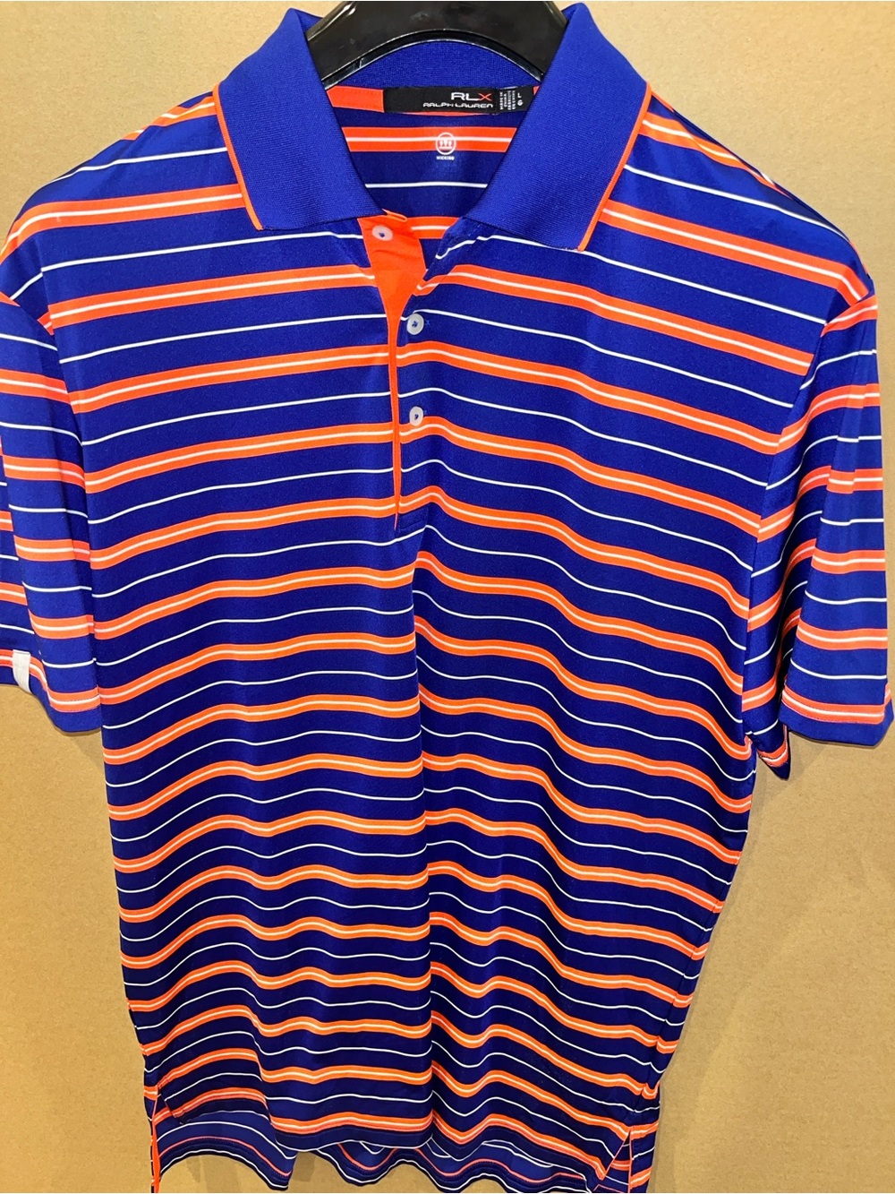Mint Rlx Ralph Lauren Men's Golf Polo Shirt  Sz Large Blue Orange Striped Great